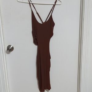 Brown Strappy Midi Dress